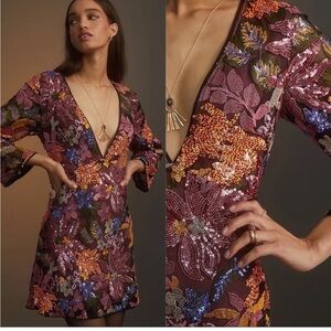 Anthropologie Multicolor Sequin Mini Dress